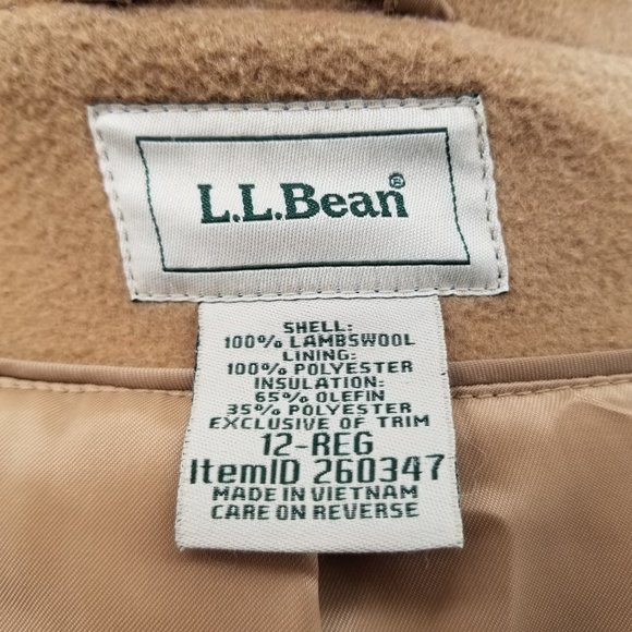 LL Bean Coat Womens  Brown 100% Lambswool Long Button Up Jacket Heavyweight 12 - Picture 11 of 13